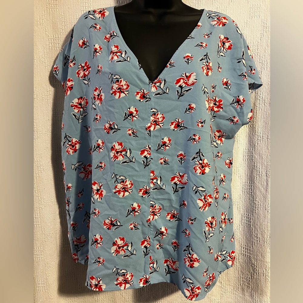 Hilary Radley Floral V-Neck Blouse